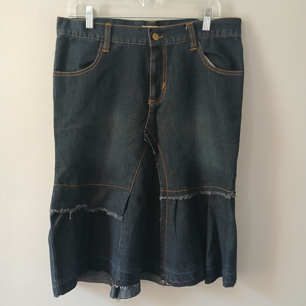 Fine Jeans Junior's Size 16 Y2K Dark Wash Denim Midi Skirt Vintage Cotton Blend